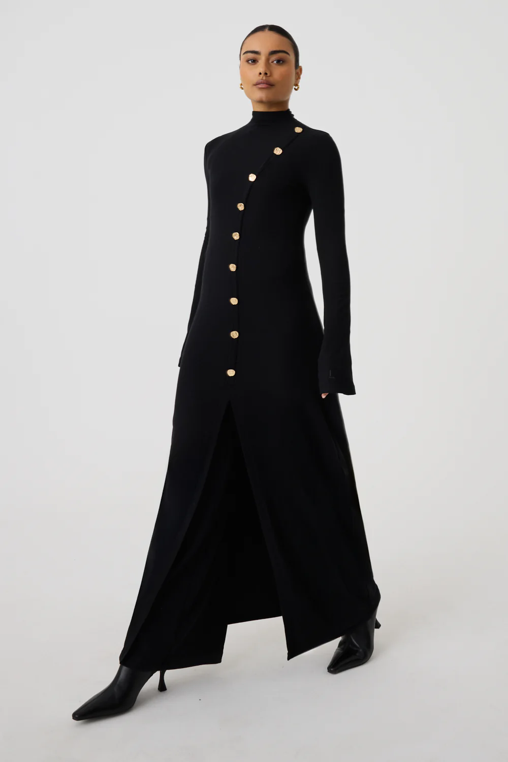 Diagonal Button Dress - Image 4