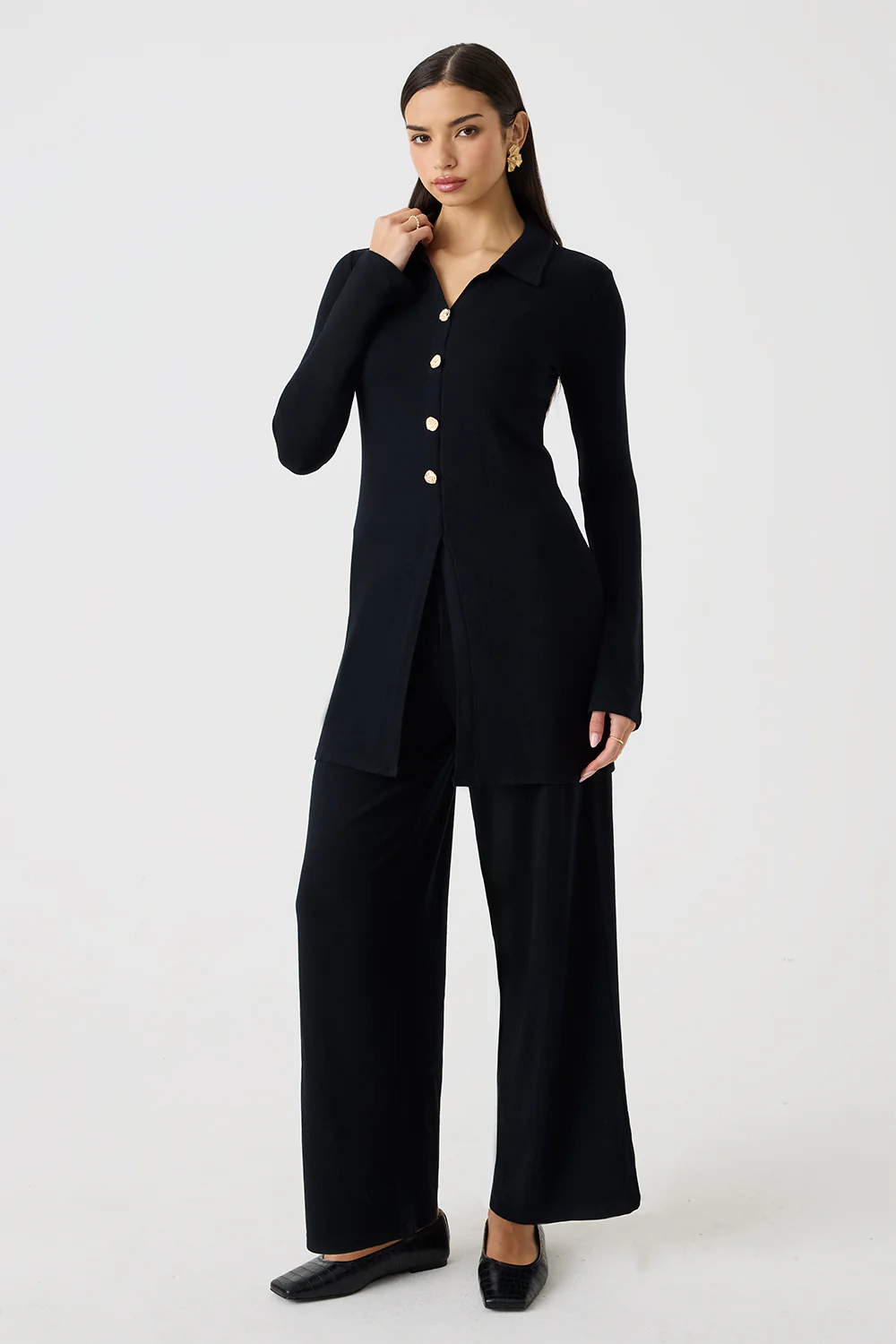 Ribbed Collar Top
