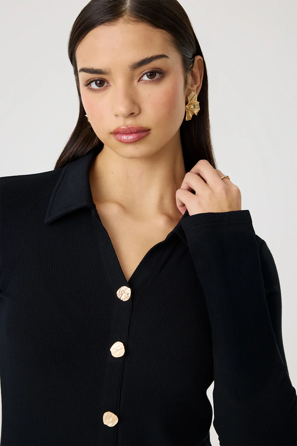 Ribbed Collar Top - Image 2