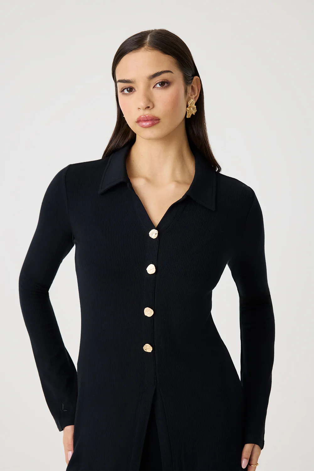 Ribbed Collar Top - Image 3